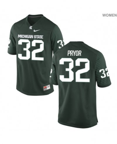Women's Michigan State Spartans NCAA #32 Corey Pryor Green Authentic Nike Stitched College Football Jersey YF32R77GK